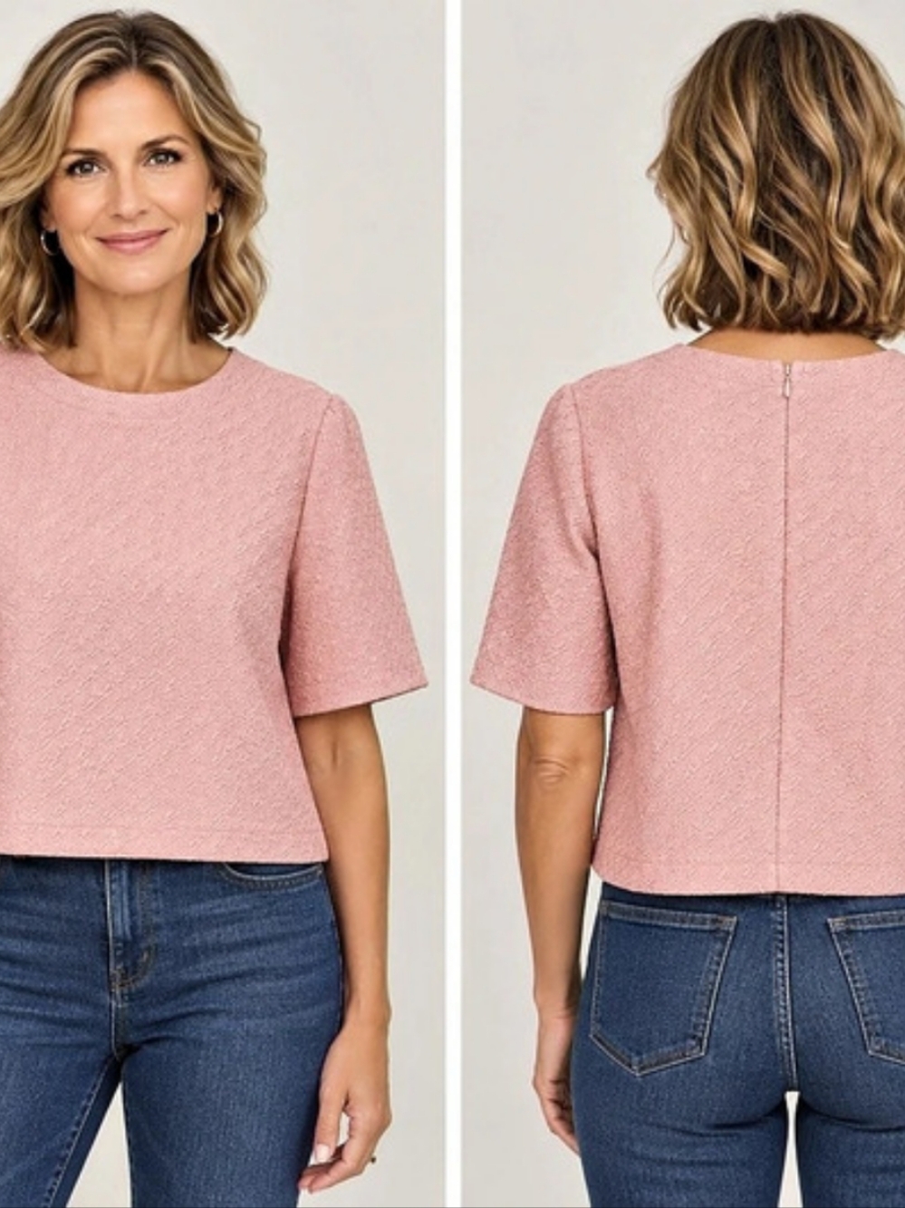Forever 21 Pink Textured Short Sleeve Top Size Medium